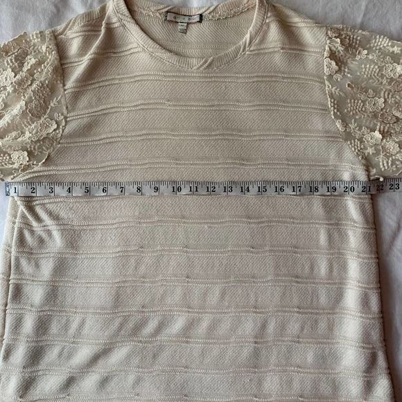 Anthropologie Eri + Ali Striped Pullover Floral Sleeves Size Medium - Picture 9 of 10